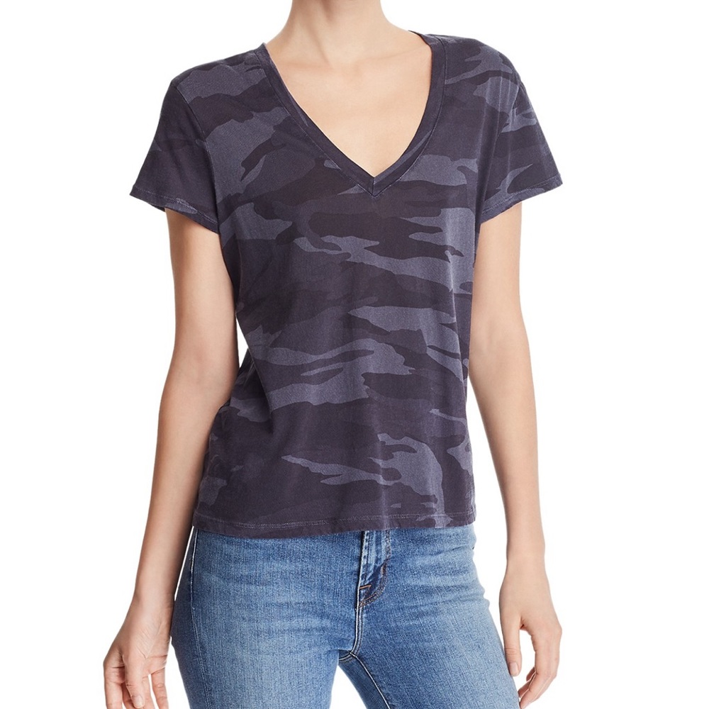 Splendid Kate V Neck Shirt in Camo, XXS